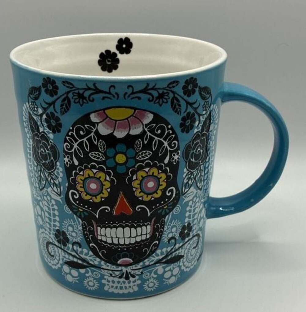 Prima Design Blue Sugar Skull Day of the Dead Coffee Mug, 20 oz.